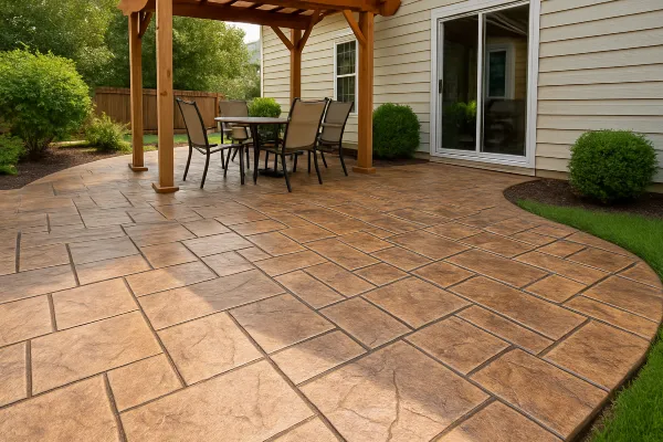 a stamped concrete patio from TJ Concrete Contractor in Dallas, TX - Concrete Contractor Near Me