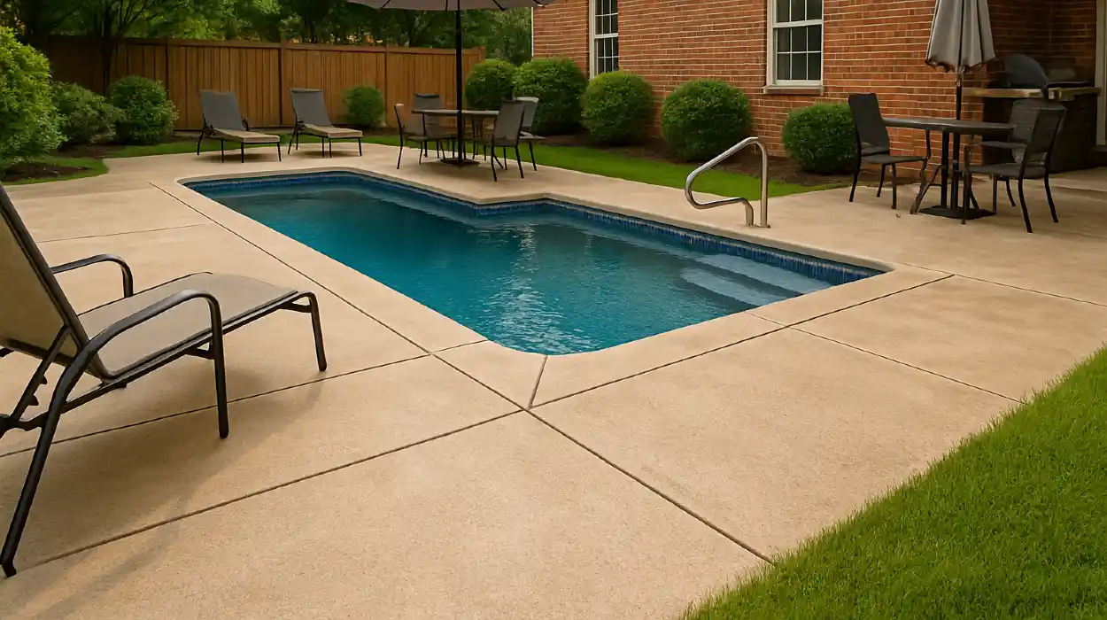 a swimming pool concrete deck from TJ Concrete Contractor in Dallas, TX - Driveway Installation