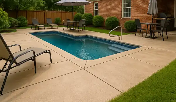 a swimming pool concrete deck from TJ Concrete Contractor in Dallas, TX - Driveway Installation