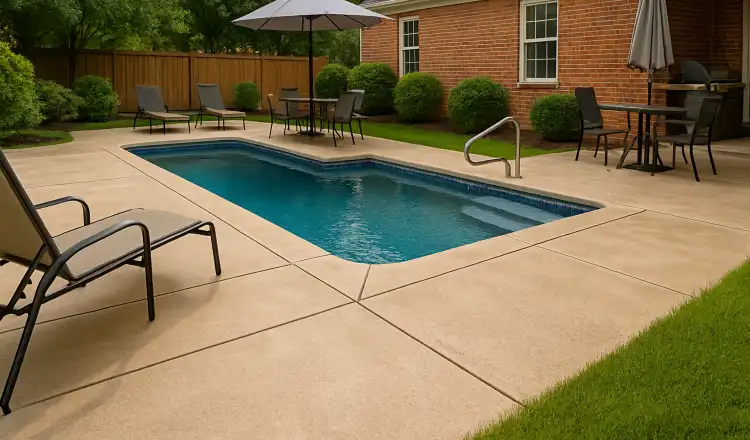 a swimming pool concrete deck from TJ Concrete Contractor in Dallas, TX - Driveway Installation